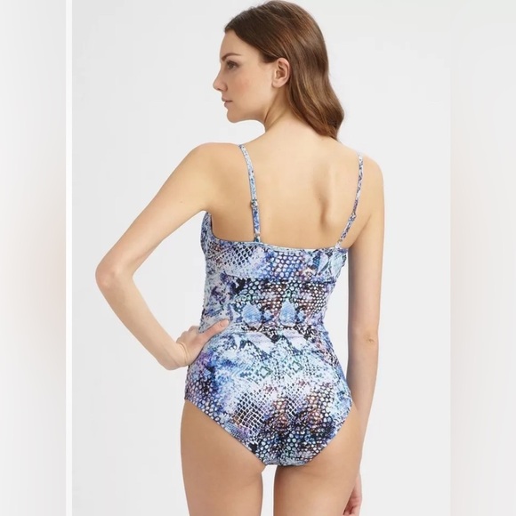 Spanx Blue Python Nile Bra-llelujah Underwire One Piece Swimsuit. 8 B/C - Picture 2 of 9